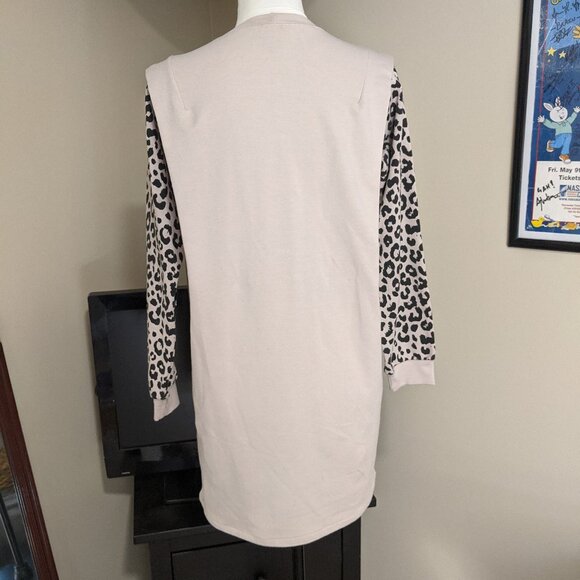 Tan Sweater Knit Leopard Sleeved Dress- Size S - Picture 3 of 5
